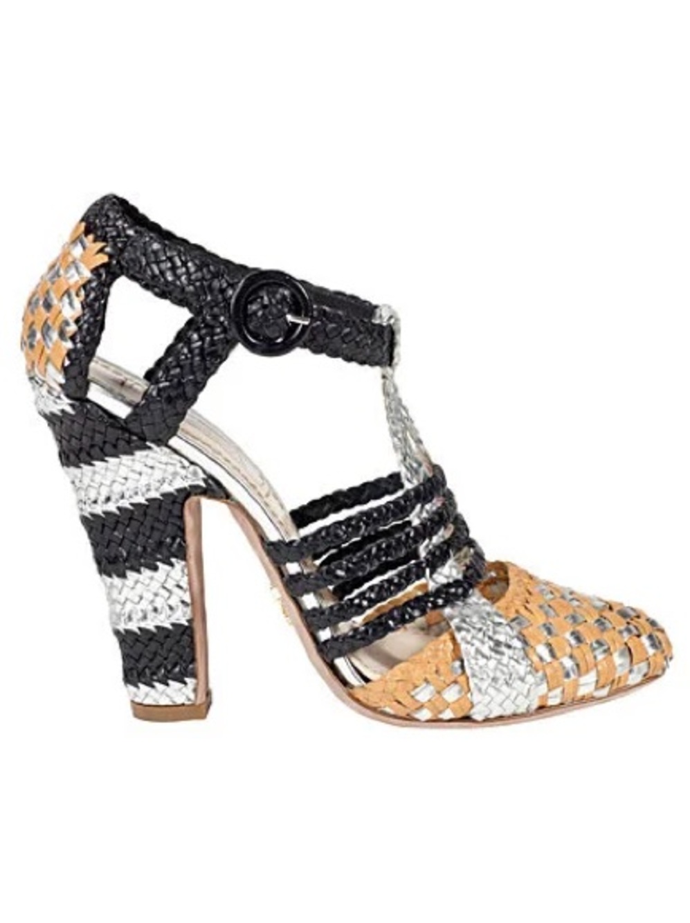 Prada Madras Leather T-Strap Heel - Picture 7 of 10